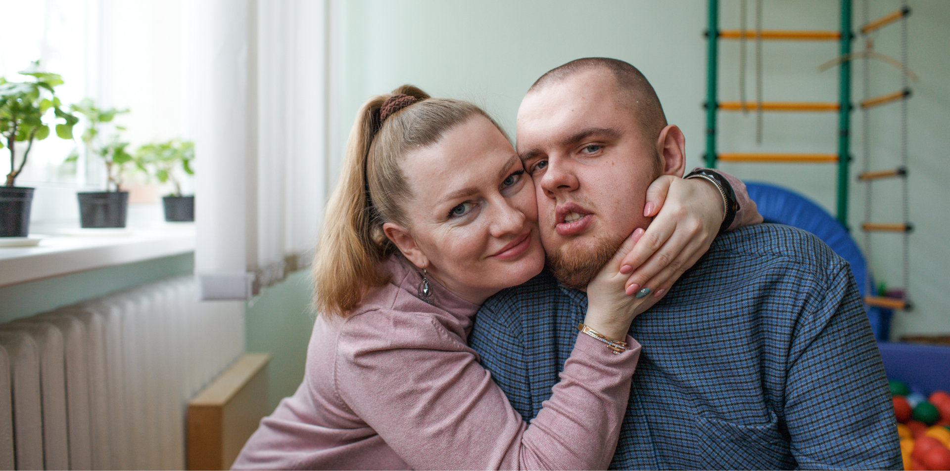 mother and autistic child in a rehabilitation center